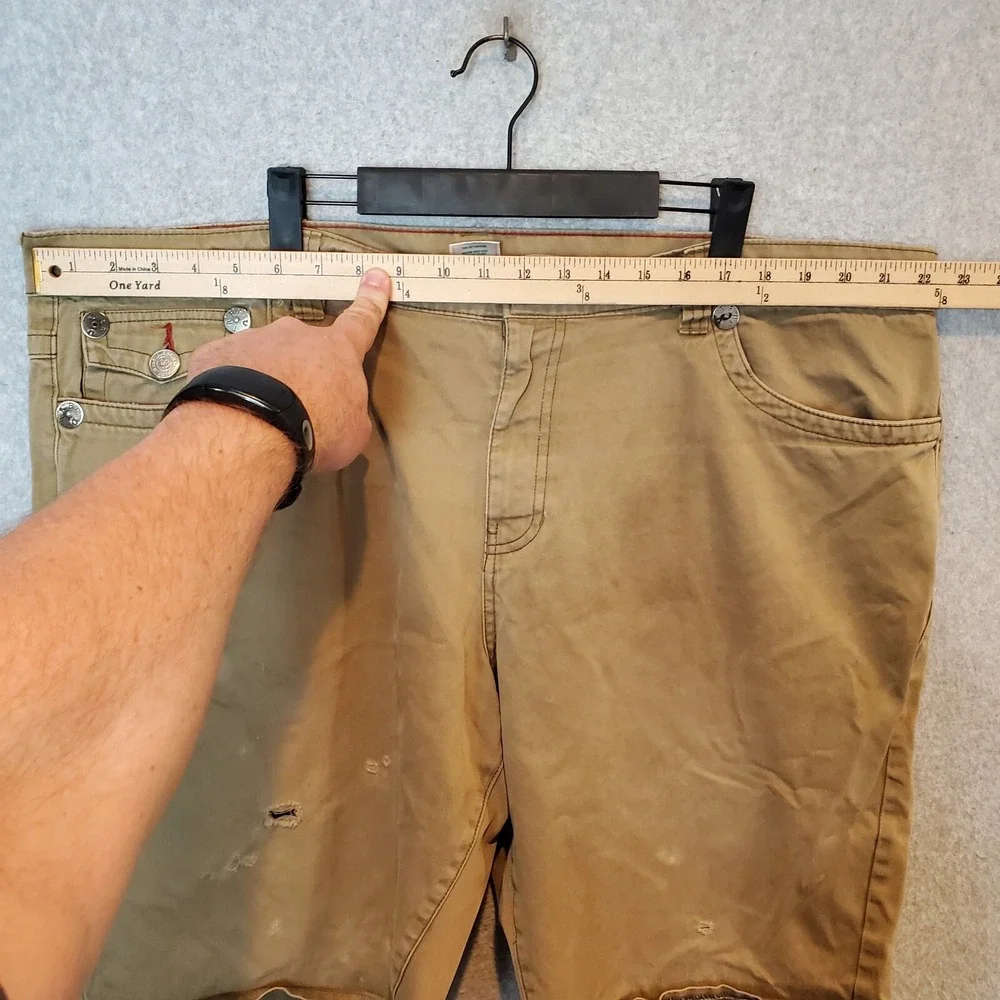 True Religion Billy Super T Shorts Size 42 Green Baggy Distressed Flap Pockets